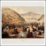 A pákozdi csata – a kép középpontjában az a jelenet látható, amikor a magyar tüzérség megállítja a cs. kir. lovasság támadását, s Jellačić zászlóval a kezében, megpróbálja megállítani a visszaözönlő gyalogságot.