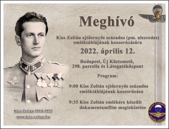 Megemlékezés Kiss Zoltán honvéd ejtőernyős századosról (fotó: Berlinger Dorottya)